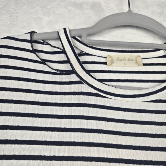 Altar'd State Womens‎ White & Black Striped Blouse  Size Small Bell Sleeves - Picture 10 of 10